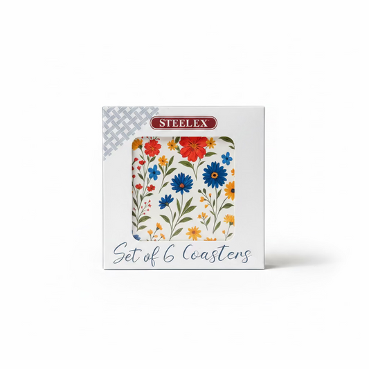 STEELEX SET OF 6 WILD FLOWERS COASTERS