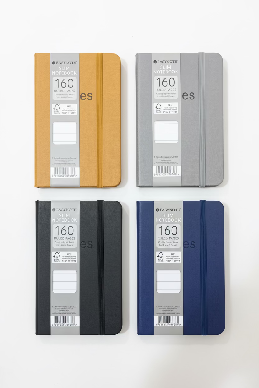 EASYNOTE SLIM NOTEBOOK 160 RULED PAGES 4 ASSORTED COLOURS