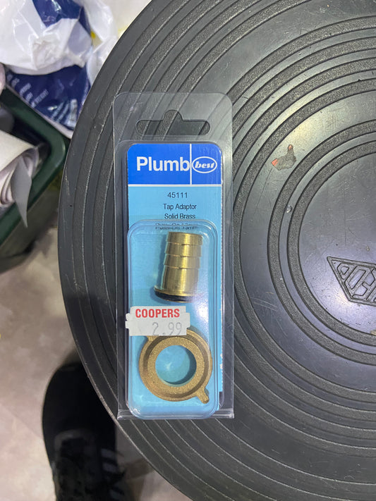 PLUMB TAP ADAPTOR SOLID BRASS PUSH-On 13mm