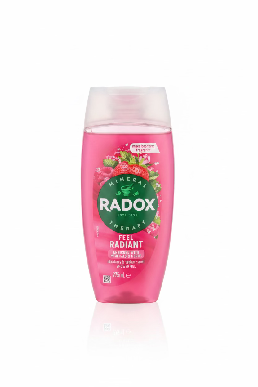 RADOX FEEL RADIANT STRAWBERRY & RASPBERRY SCENT SHOWER GEL 225ml