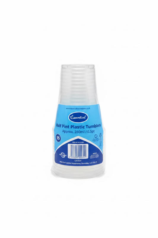 ESSENTIAL HALF PINT PLASTIC TUMBLERS 280ml
