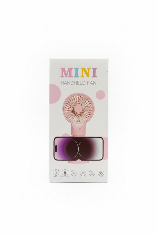 MINI HANDHELD RECHARGEABLE FAN ASSORTED COLOURS