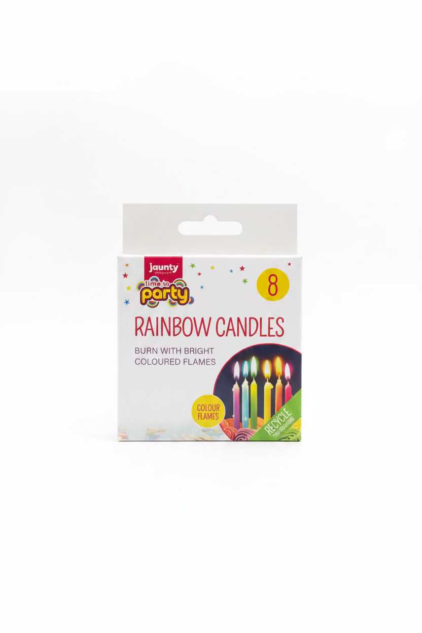 JAUNTY RAINBOW CANDLES 8pc