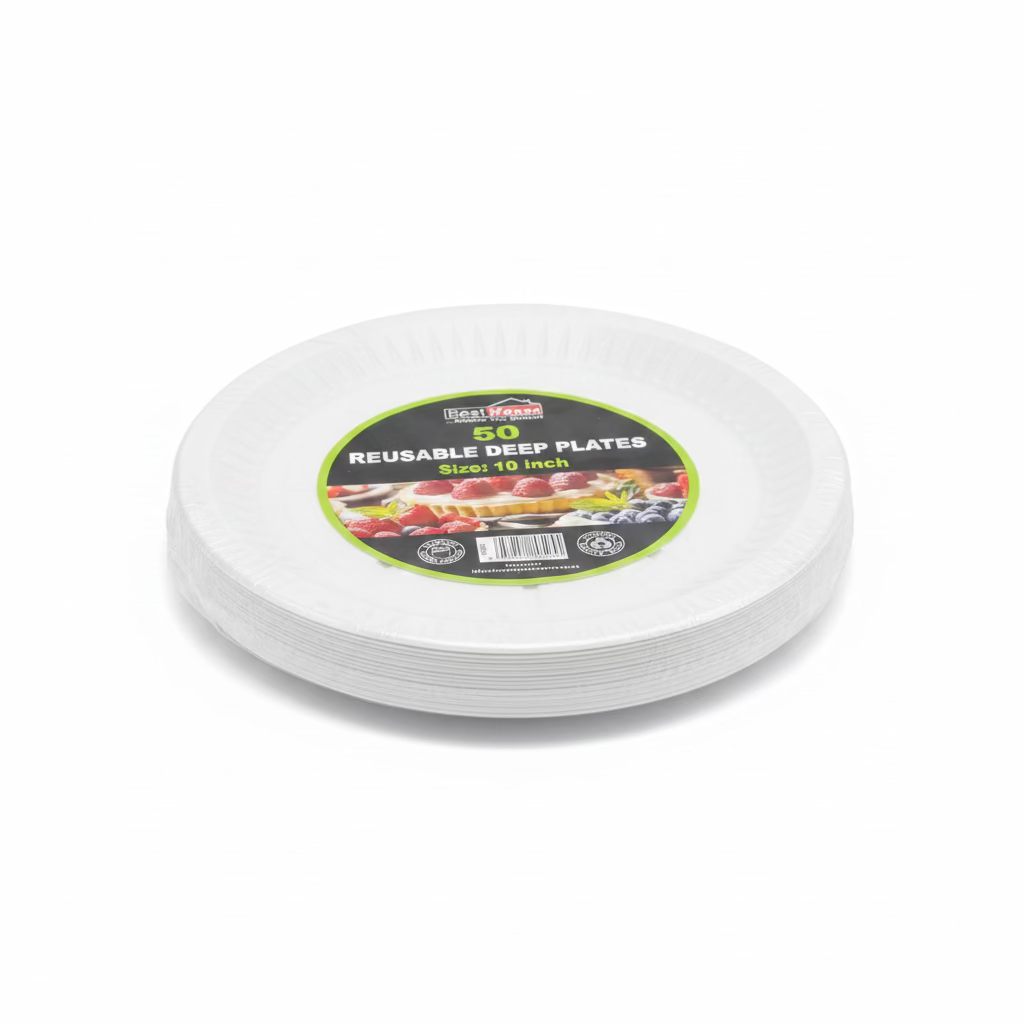 50 REUSABLE DEEP PLATES 10inch