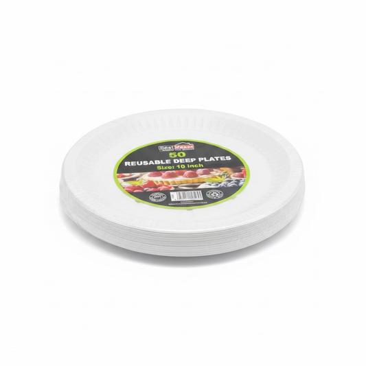 50 REUSABLE DEEP PLATES 10inch
