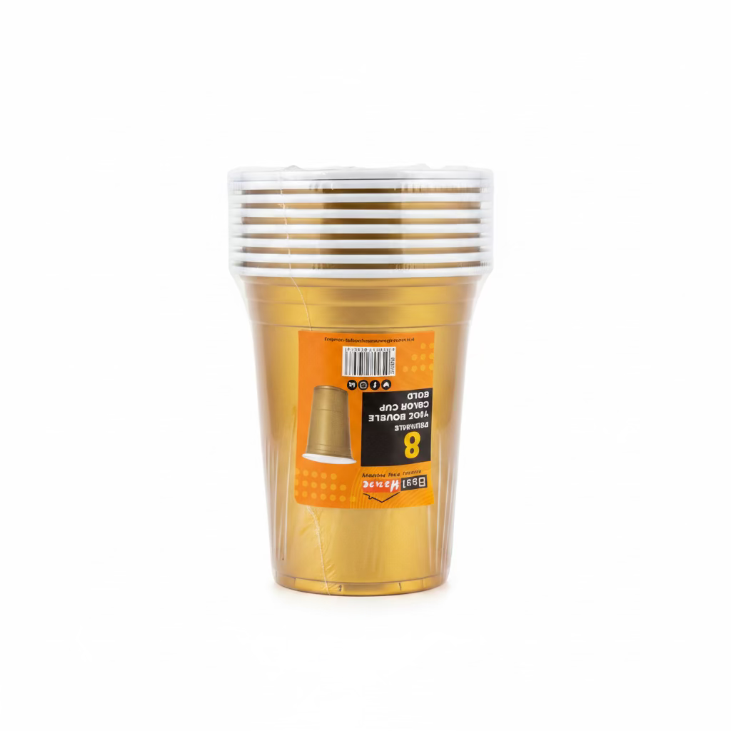 8 REUSABLE 16oz DOUBLE COLOUR CUP GOLD