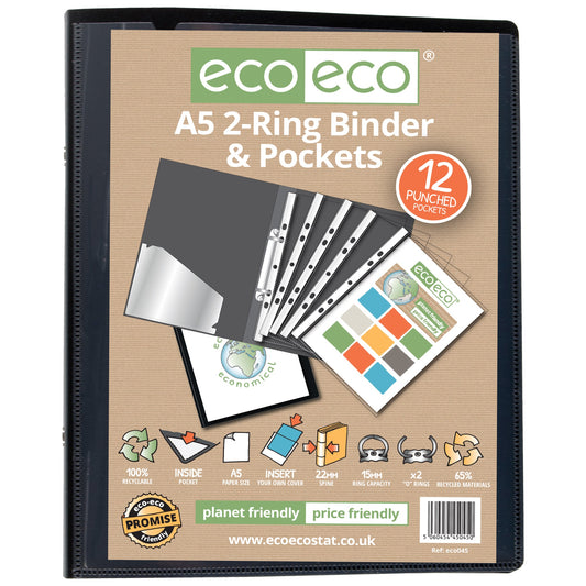 ECO ECO A5 2-RING BINDER & POCKETS