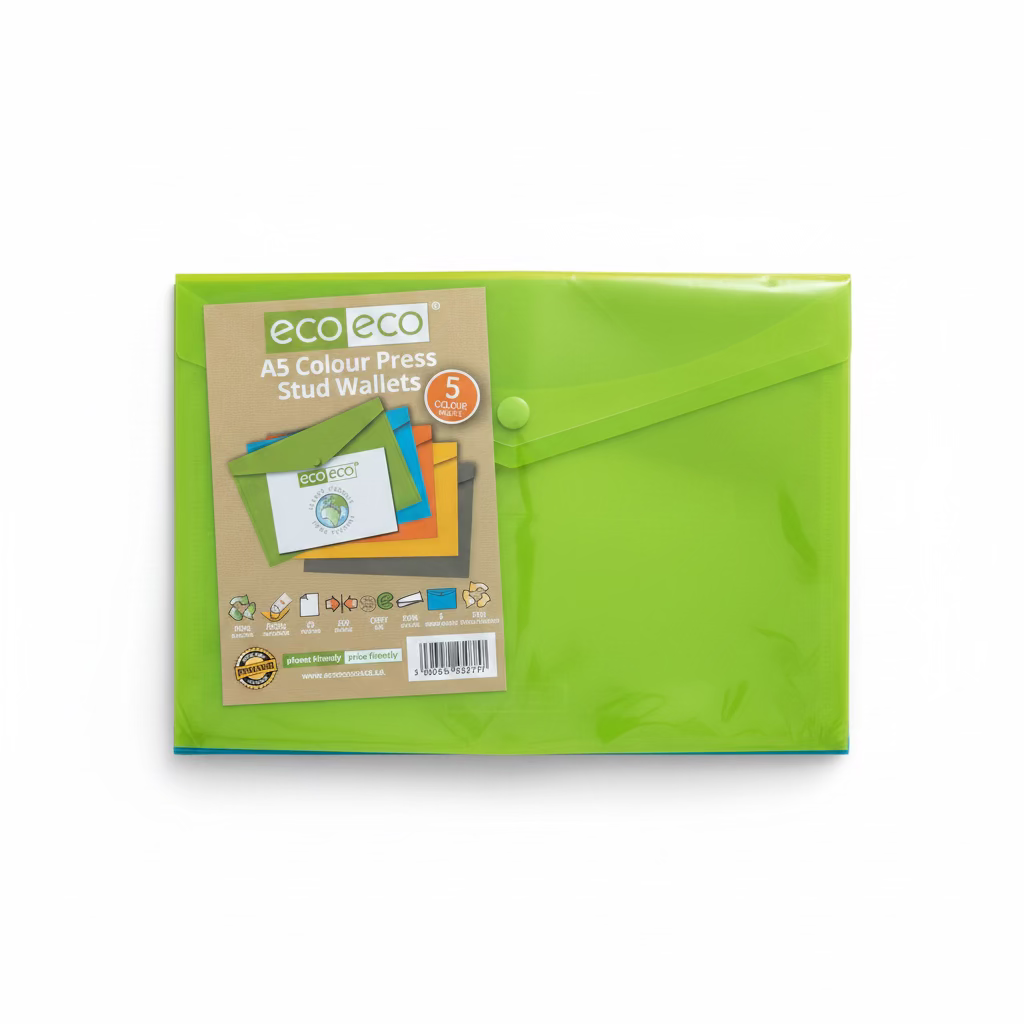 ECO ECO A5 COLOUR PRESS STUD WALLETS