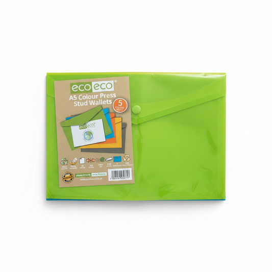 ECO ECO A5 COLOUR PRESS STUD WALLETS