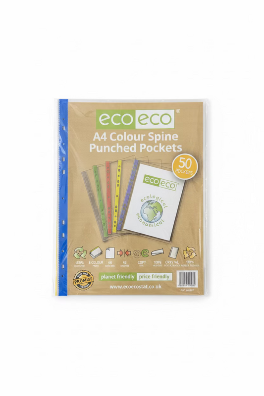 ECO ECO A4 COLOUR SPINE PUNCHED POCKETS
