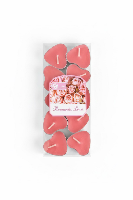 HEART SHAPE TEA LIGHT CANDLES 10 pack ASSORTED COLOURS