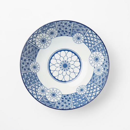 8” BLUE AND WHITE BOWL
