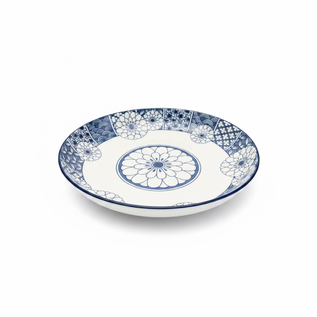 10” BLUE AND WHITE PASTA PLATE