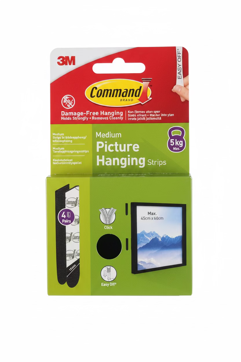 COMMAND MEDIUM PICTURE STRIPS BLACK 5kg 5pk
