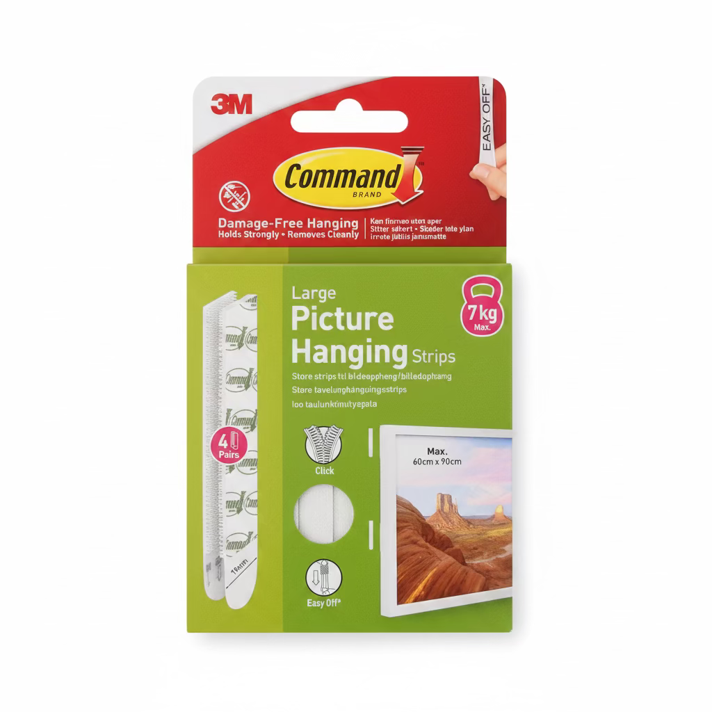 COMMAND LARGE PICTURE HANGING STRIPS WHITE 7kg 3M 4pk