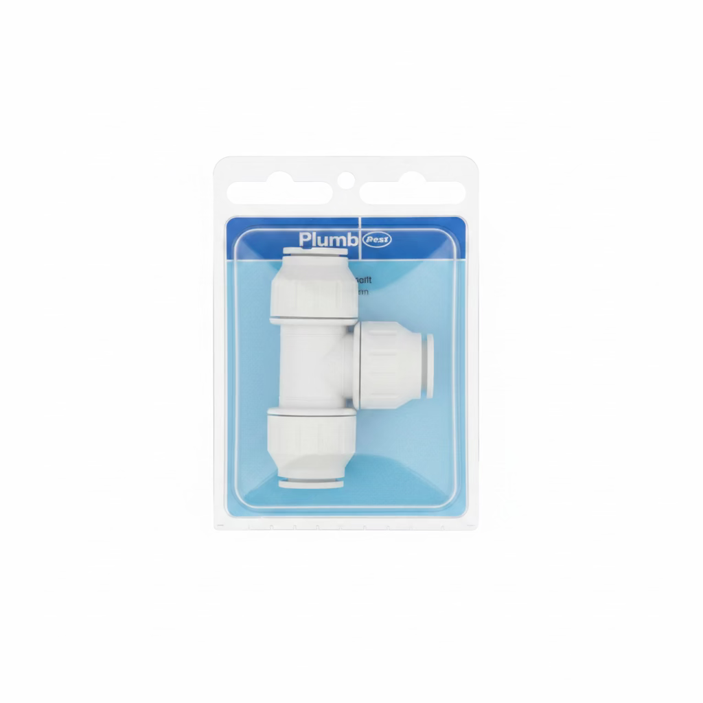 PLUMB EQUAL TEE PUSHFIT CONNECTOR 15mm WHITE