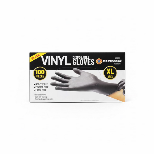 MARKSMAN BLACK VINYL DISPOSABLE GLOVES 100pk XL