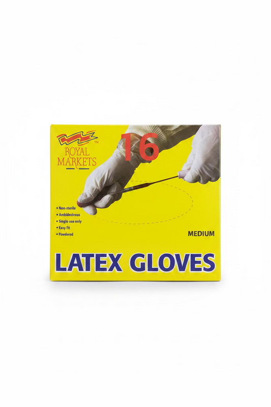 ROYAL MARKETS LATEX GLOVES 16pk MEDIUM