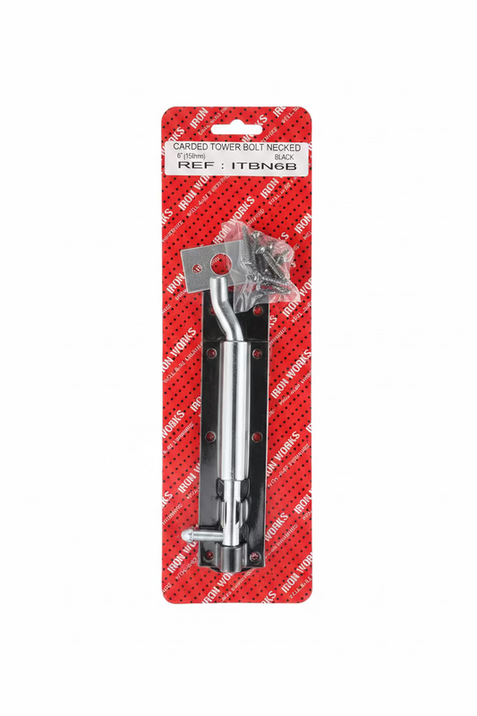 CARDEO TOWER BOLT NECKED BLACK 6” (150mm)