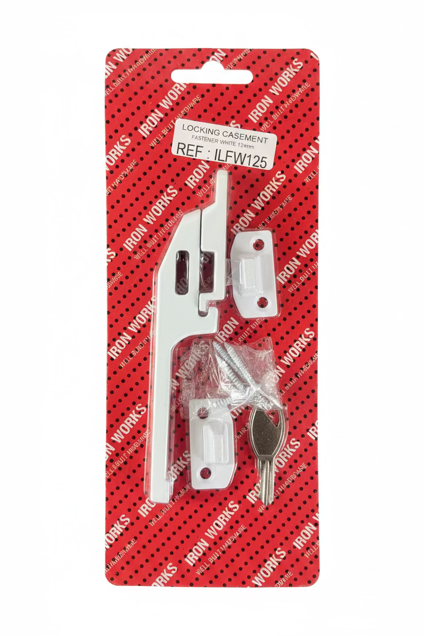 LOCKING CASEMENT FASTENER WHITE 125mm