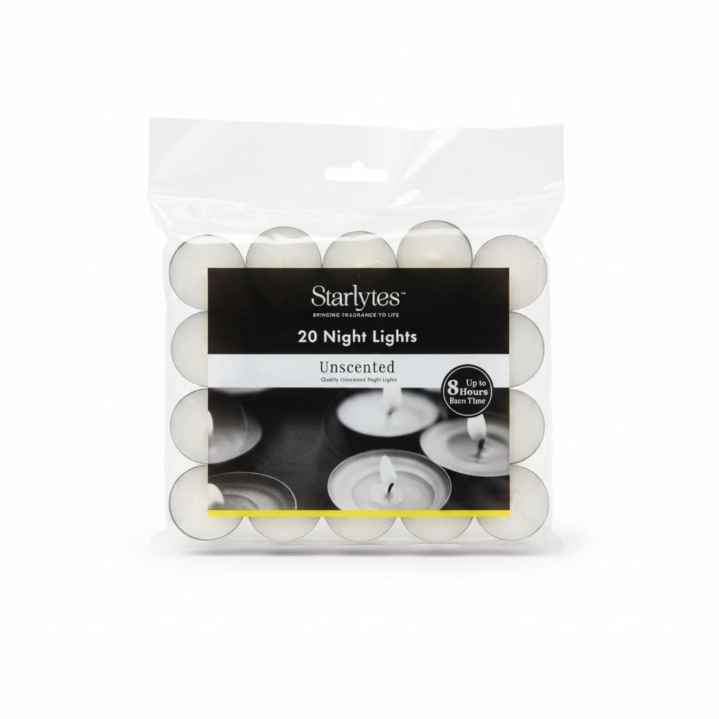 STARLYTES 20 NIGHT LIGHTS UNSCENTED CANDLES