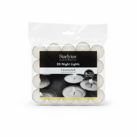 STARLYTES 20 NIGHT LIGHTS UNSCENTED CANDLES