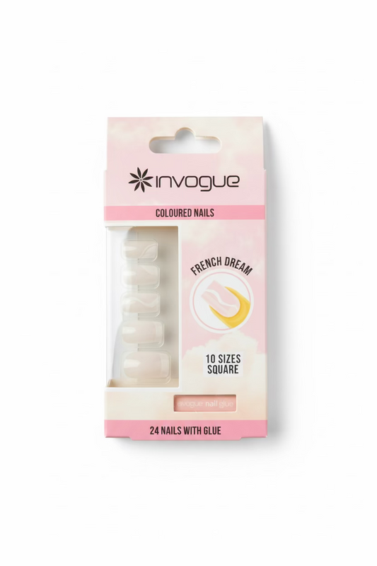 INVOGUE COLOURED NAILS FRENCH CREAM SQUARE