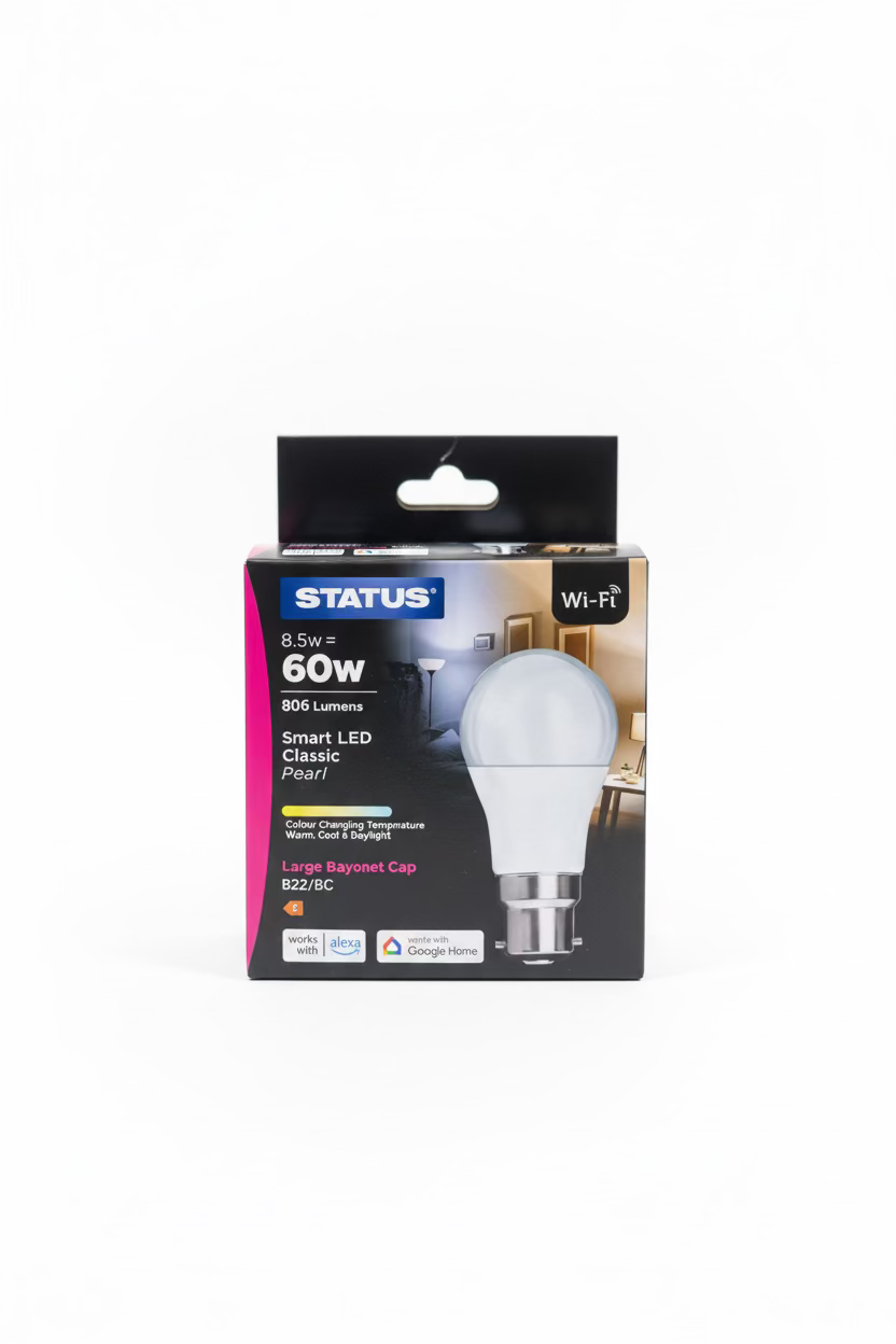 STATUS 8.5w=60w 806 LUMENS SMART LED BULB B22 WI-FI