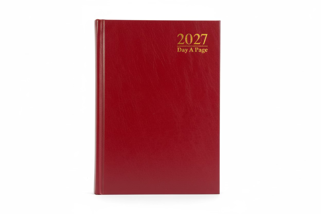 2027 DAY A PAGE CASEBOUND BALUE SPLIT SAT/SUN DIARY 336 PAGES ASSORTED COLOURS