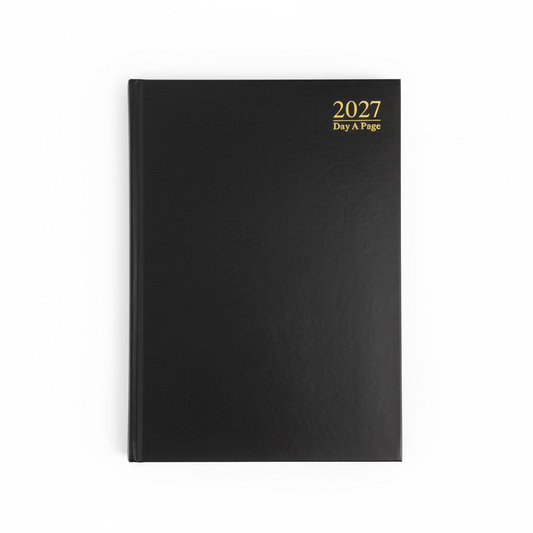 2027 A4 DAY A PAGE CASEBOUND VLAUE SPLIT SAT/SUN DIARY 336 pages ASSORTED COLOURS