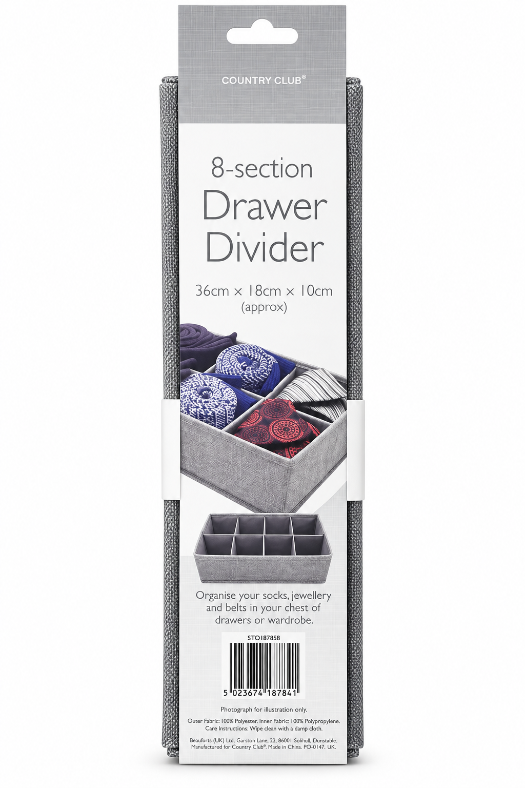 8-SECTION DRAWER DIVIDER 36x18x10cm