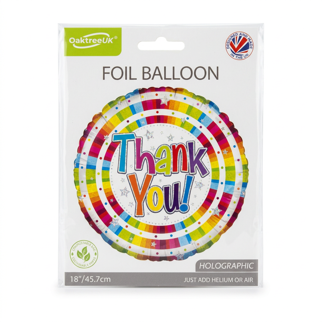 18IN BRIGHT THANK YOU HOLOGRAPHIC FOIL BALLOON