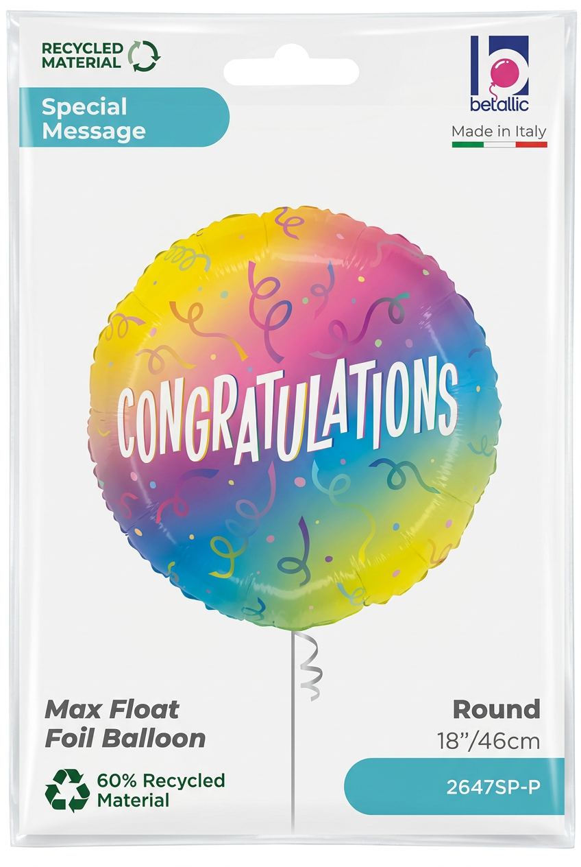 18IN CONGRATULATIONS OMBRE FOIL BALLOON