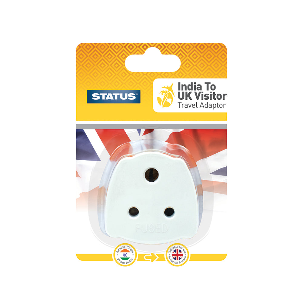 India To UK Visitor Adaptor White