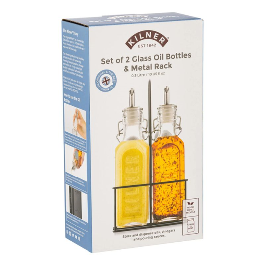 Kilner Lot de 2 bouteilles d'huile avec support métallique 0,3 litre