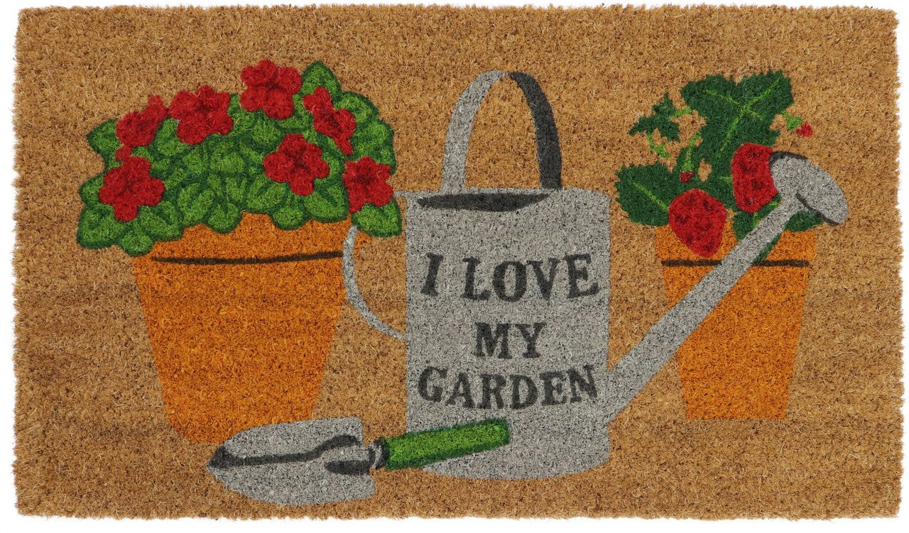 JVL Paillasson en fibre de coco J'aime mon jardin 40x70cm