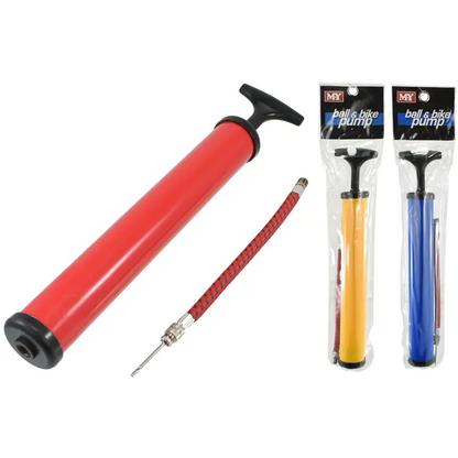 Kandy Toys 12" INFLATING HAND AIR PUMP WITH NEEDLE AND FLEXI ADAPTER FOR BIKE FOOTBALL BALL 1 Supplied