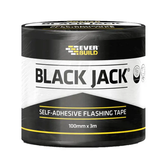 EVERBUILD BLACK JACK SELF ADHESIVE DIY FLASHING TAPE 100MM X 3M