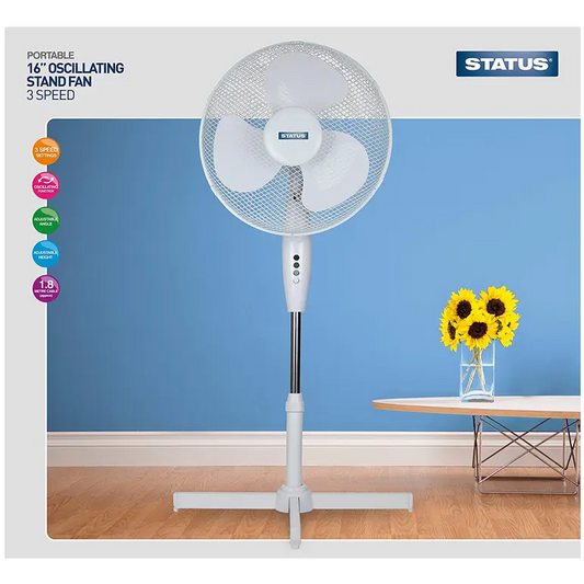 VENTILATEUR SUR PIED STATUS 16 POUCES BLANC