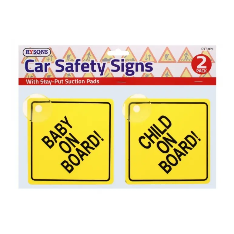 2X CAR SAFETY SIGNS BABY CHILD ON BOARD SUCTION CUP