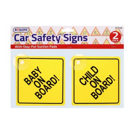 2X CAR SAFETY SIGNS BABY CHILD ON BOARD SUCTION CUP