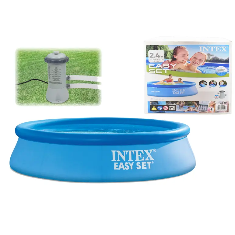 Intex 8ft Pool Set Easy Swimming Pool Set with Pool Filter Pump