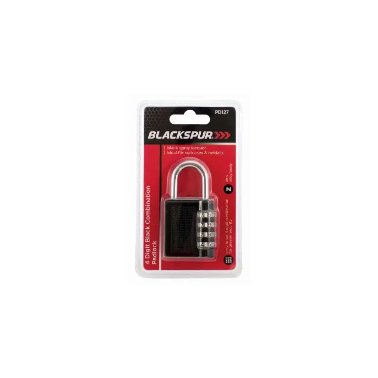 Cadenas noir à combinaison 4 chiffres BLACKSPUR