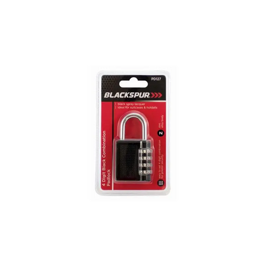 BLACKSPUR 4 DIGIT COMBINATION BLACK PADLOCK