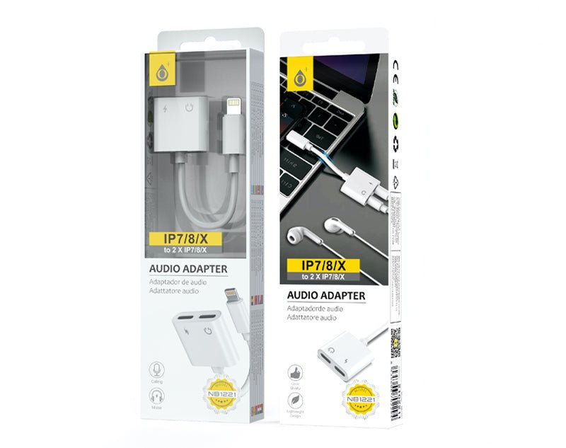 Audio Cable Lightning Adaptor IP7 / 8 / X to 2 inputs IP 7/8 / X, White