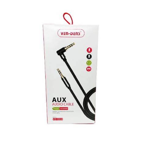 Ven-dens VD-0310 3.5mm to 3.5mm Audio Jack AUX Nylon 1 Metre Cable – Black