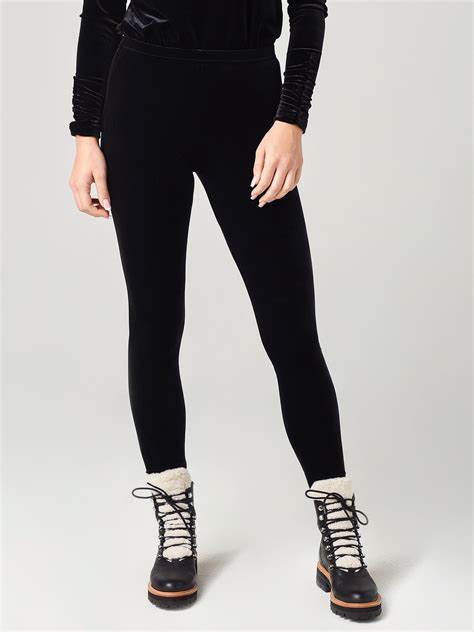 Ladies M/LGrey Marl Velvet Plush Thermal Leggings