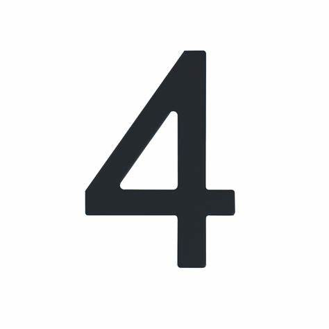 Numerals, Black Self Adhesive Vinyl (Helvetica Bold Font) No. 4