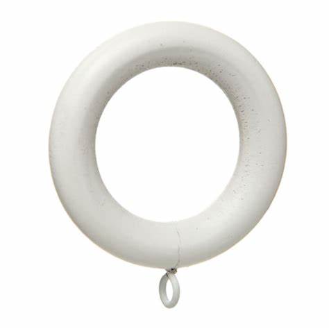 Anneaux de tringle à rideaux avec œillet fixe, en plastique blanc, diamètre intérieur 28 mm (pour tringles à rideaux jusqu'à 20 mm de diamètre)