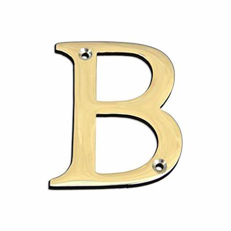 NUMERALS, LACQUERED SOLID BRASS 'B', 50mm (2")